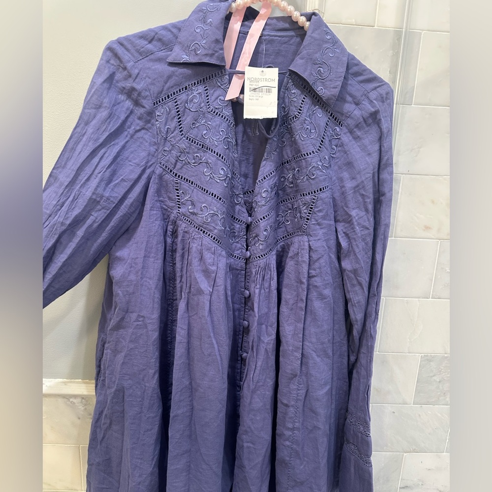 Free People Purple Embroidered Blouse - Picture 2 of 8